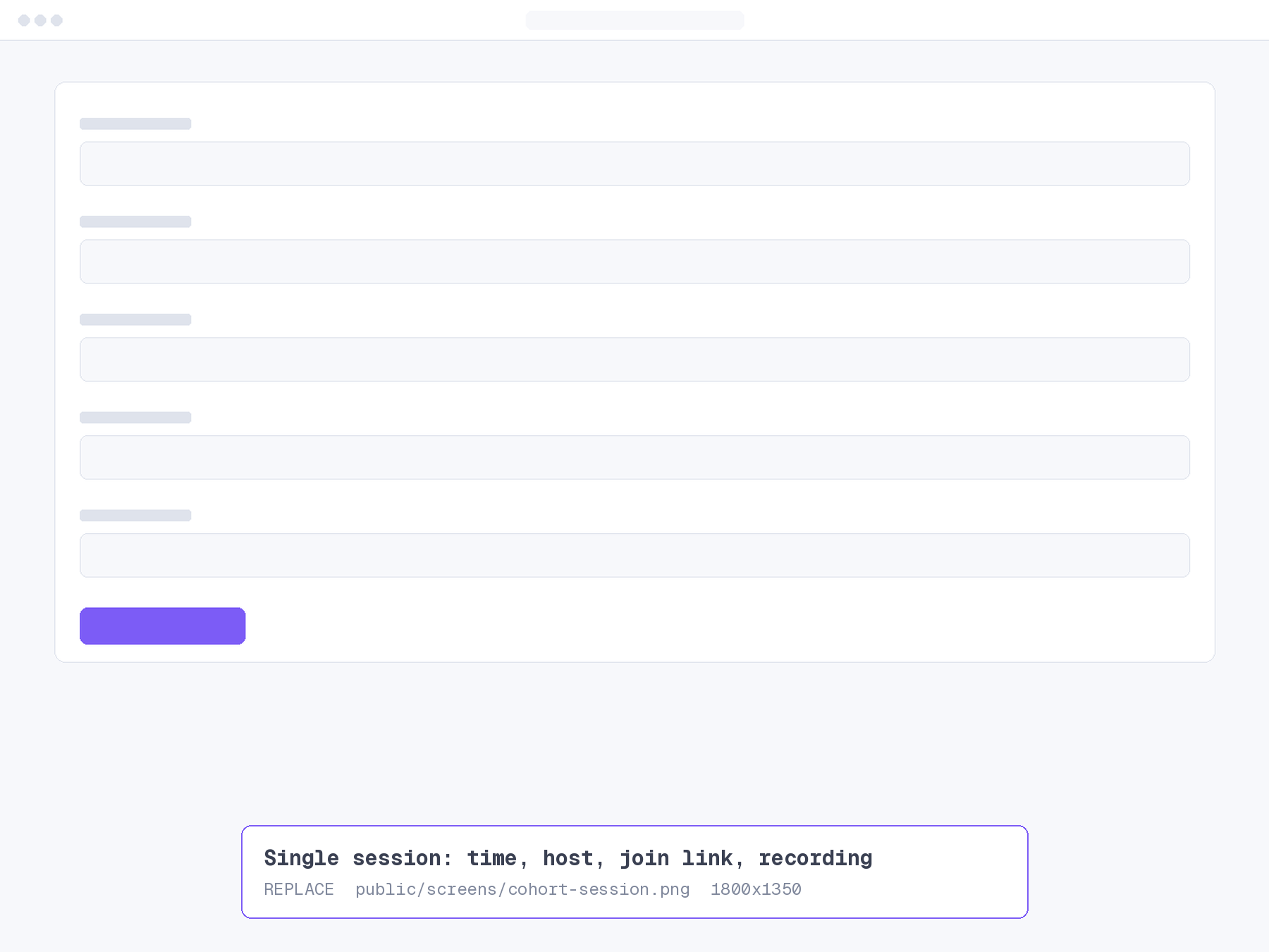 A single session: time, host, join link, recording